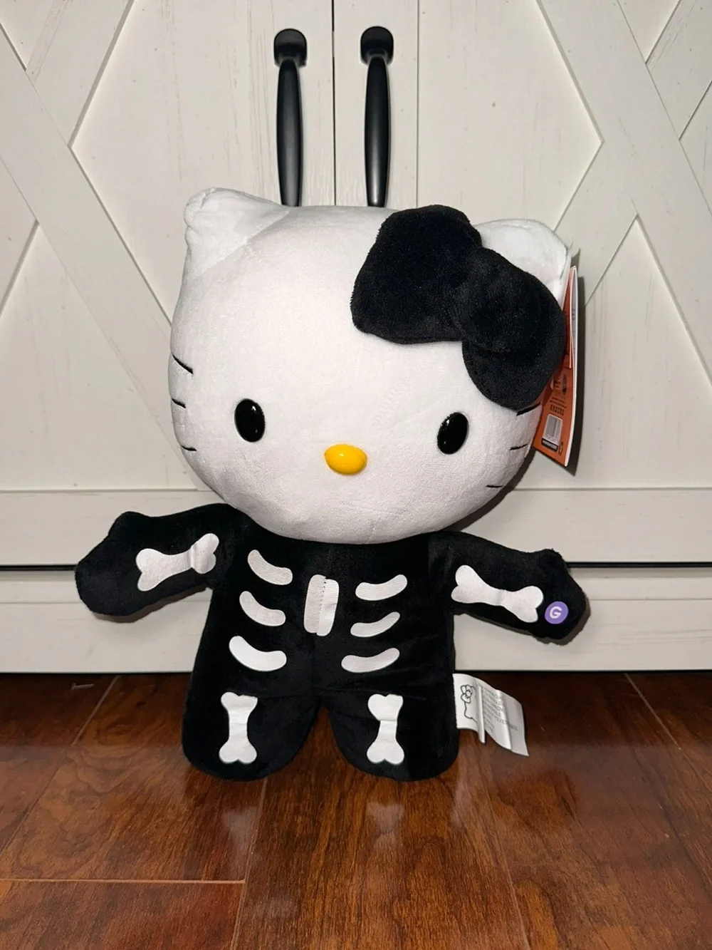 Hello Kitty Halloween Plush Greeter with Black & White Skeleton Costume